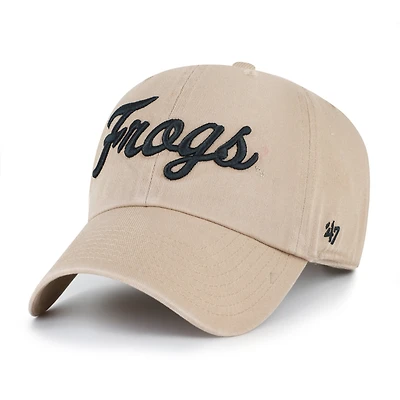 Men's '47  Khaki TCU Horned Frogs Vault Clean Up Adjustable Hat