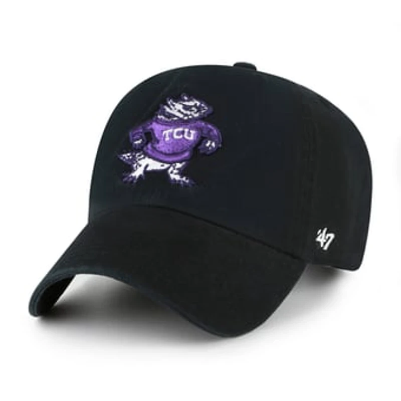 Men's '47 Black TCU Horned Frogs Vault Clean Up Adjustable Hat