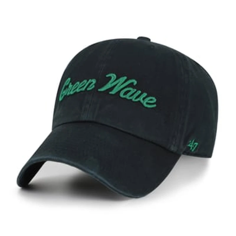 Men's '47 Black Tulane Green Wave Vault Clean Up Adjustable Hat