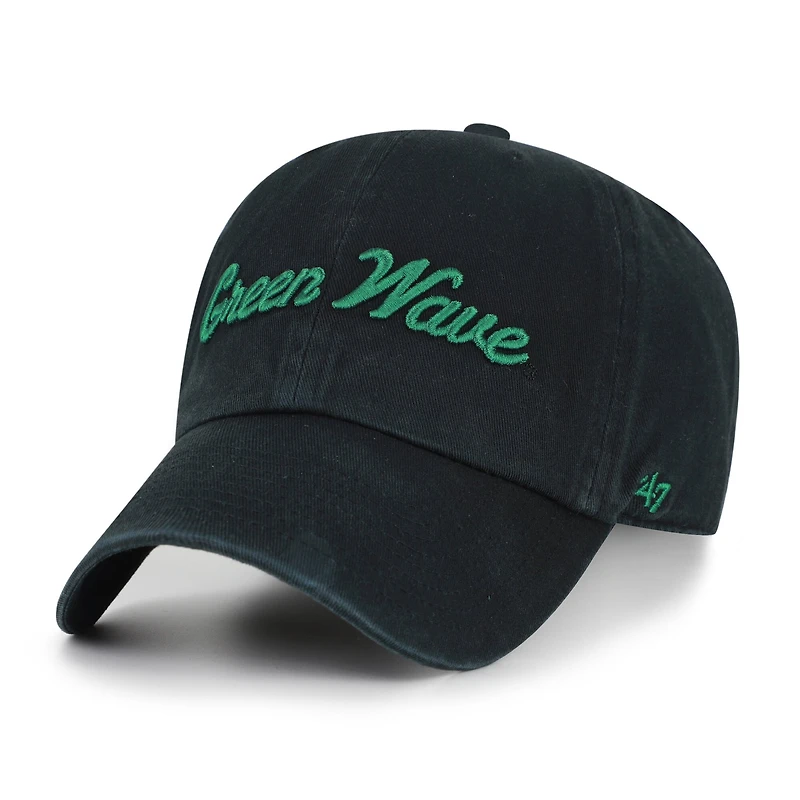 Men's '47 Black Tulane Green Wave Vault Clean Up Adjustable Hat