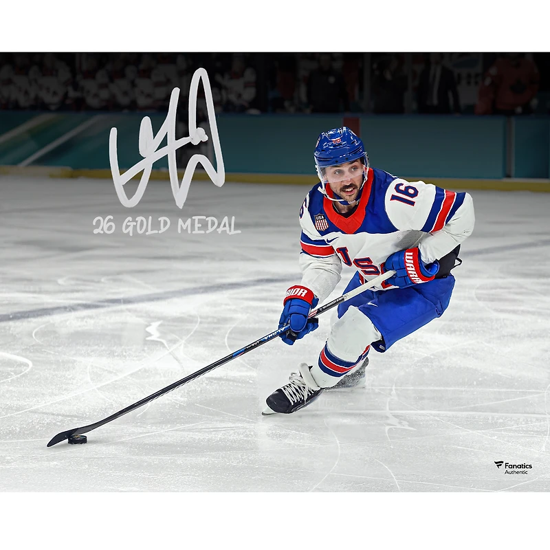 Vincent Trocheck Team USA Autographed 16" x 20" 2026 Winter Olympics Gold Medal Winner Photograph with "26 Gold Medal" Inscription