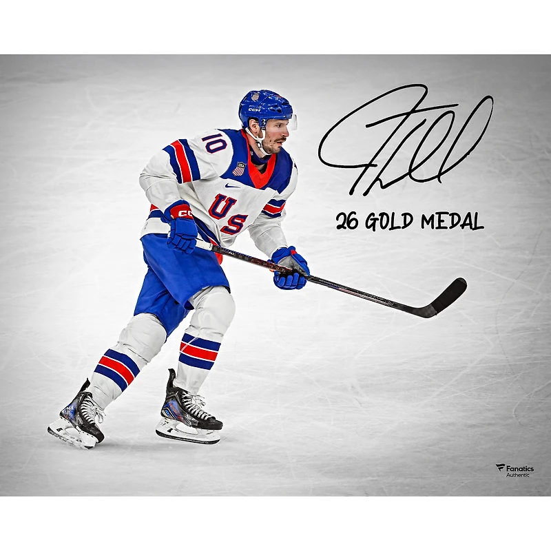 J.T. Miller Team USA Autographed 16" x 20" 2026 Winter Olympics Gold Medal Winner Photograph with "26 Gold Medal" Inscription