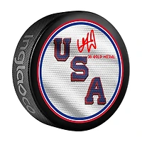Vincent Trocheck Team USA Autographed 2026 Winter Olympics Hockey Puck with "26 Gold Medal" Inscription