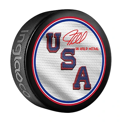 J.T. Miller Team USA Autographed 2026 Winter Olympics Hockey Puck with "26 Gold Medal" Inscription