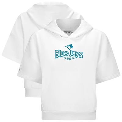 Women's Levelwear White Toronto Blue Jays Amber Short Sleeve Cornerstone Hoodie