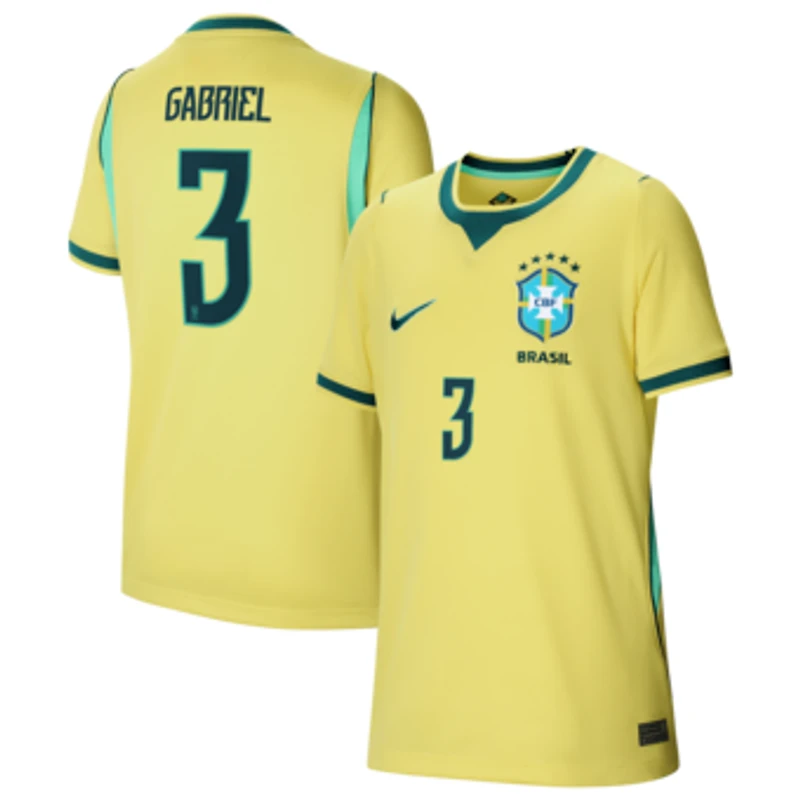 Youth Nike Gabriel Magalhães Yellow Brazil National Team 2026 Home Stadium Replica Jersey