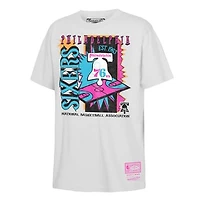 Youth Mitchell & Ness  White Philadelphia 76ers Neon Court Shock T-Shirt