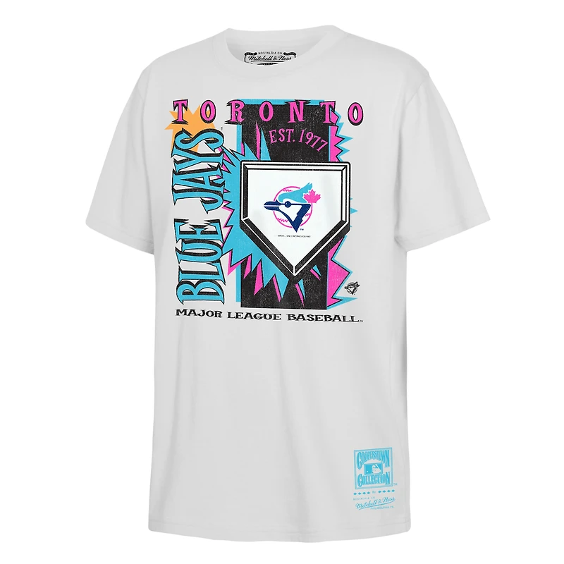 Youth Mitchell & Ness White Toronto Blue Jays Cooperstown Neon Field Shock T-Shirt