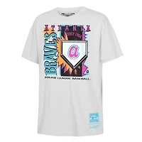 Youth Mitchell & Ness  White Atlanta Braves Cooperstown Neon Field Shock T-Shirt