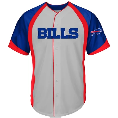 Men's Fanatics Gray Buffalo Bills Big & Tall Button-Up Raglan Fashion Top