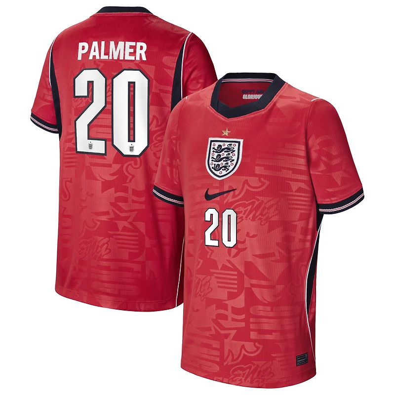 Youth Nike Cole Palmer Red England National Team 2026 Away Stadium Replica Jersey