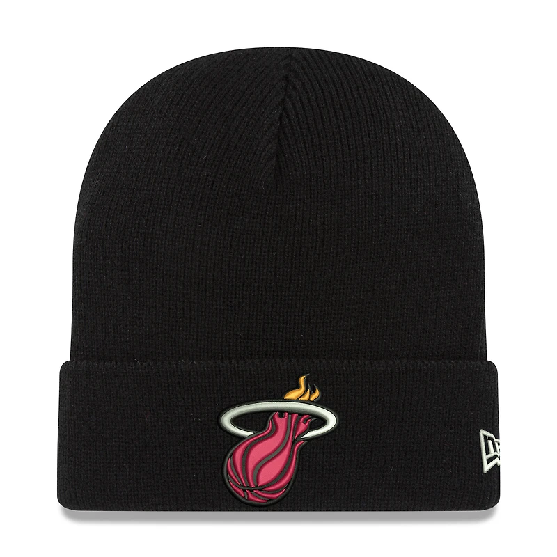 Men's New Era Black Miami Heat Cuffed Knit Hat