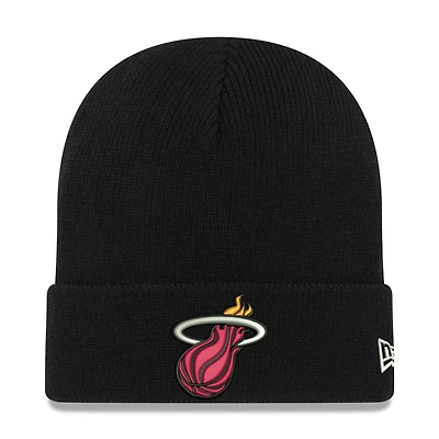 Men's New Era Black Miami Heat Cuffed Knit Hat
