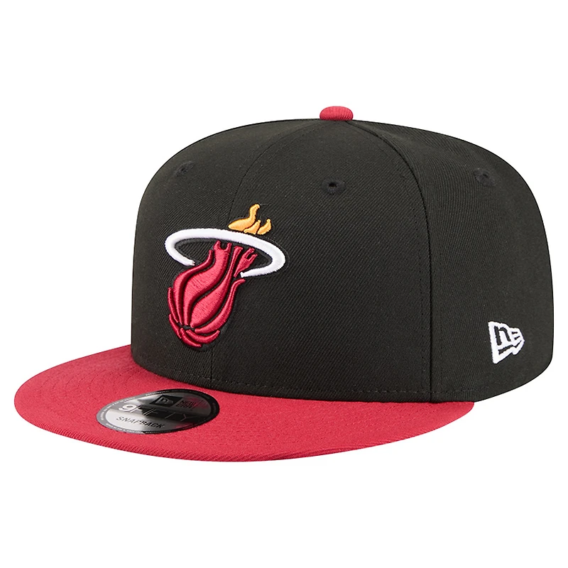 Men's New Era Black Miami Heat Two-Tone 9FIFTY Snapback Hat