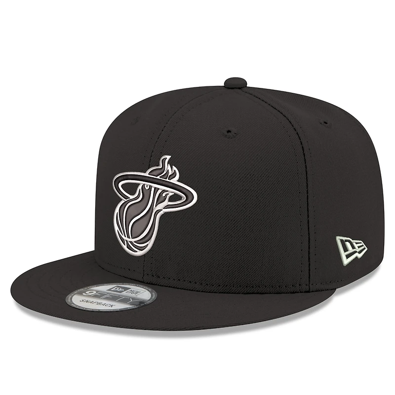 Men's New Era Black Miami Heat Team 9FIFTY Snapback Hat