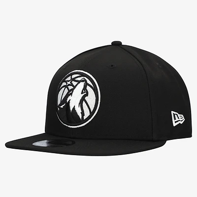 Men's New Era Black Minnesota Timberwolves Team 9FIFTY Snapback Hat