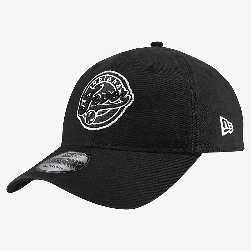 Men's New Era Black Indiana Fever Black & White 9TWENTY Adjustable Hat