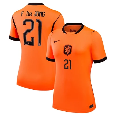 Women's Nike Frenkie de Jong Orange Netherlands National Team 2026 Home Stadium Replica Jersey