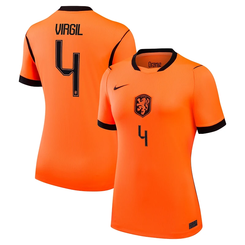 Women's Nike Virgil van Dijk Orange Netherlands National Team 2026 Home Stadium Replica Jersey
