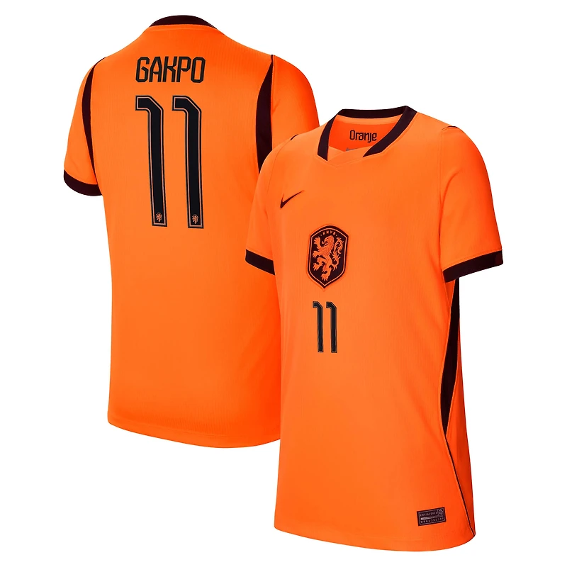 Youth Nike Cody Gakpo Orange Netherlands National Team 2026 Home Stadium Replica Jersey