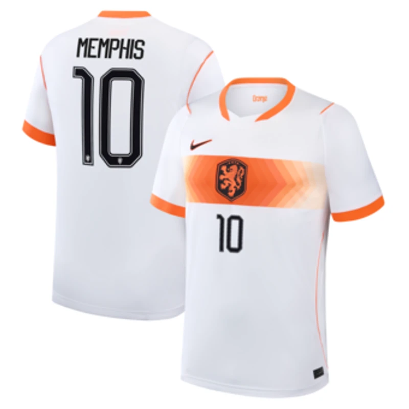 Men's Nike Memphis Depay White Netherlands National Team 2026 Away Stadium Replica Jersey