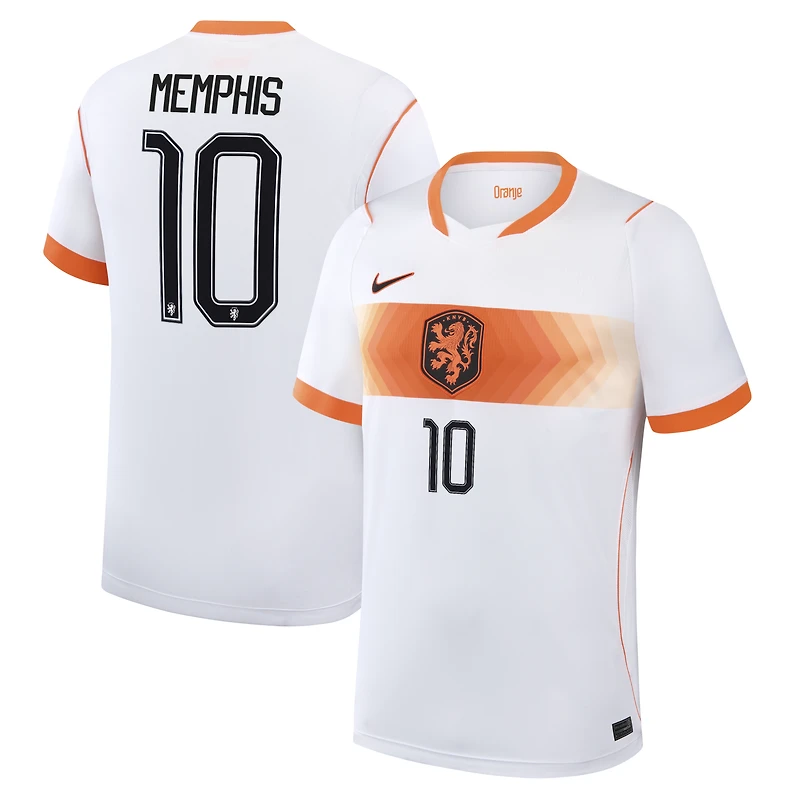 Men's Nike Memphis Depay White Netherlands National Team 2026 Away Stadium Replica Jersey