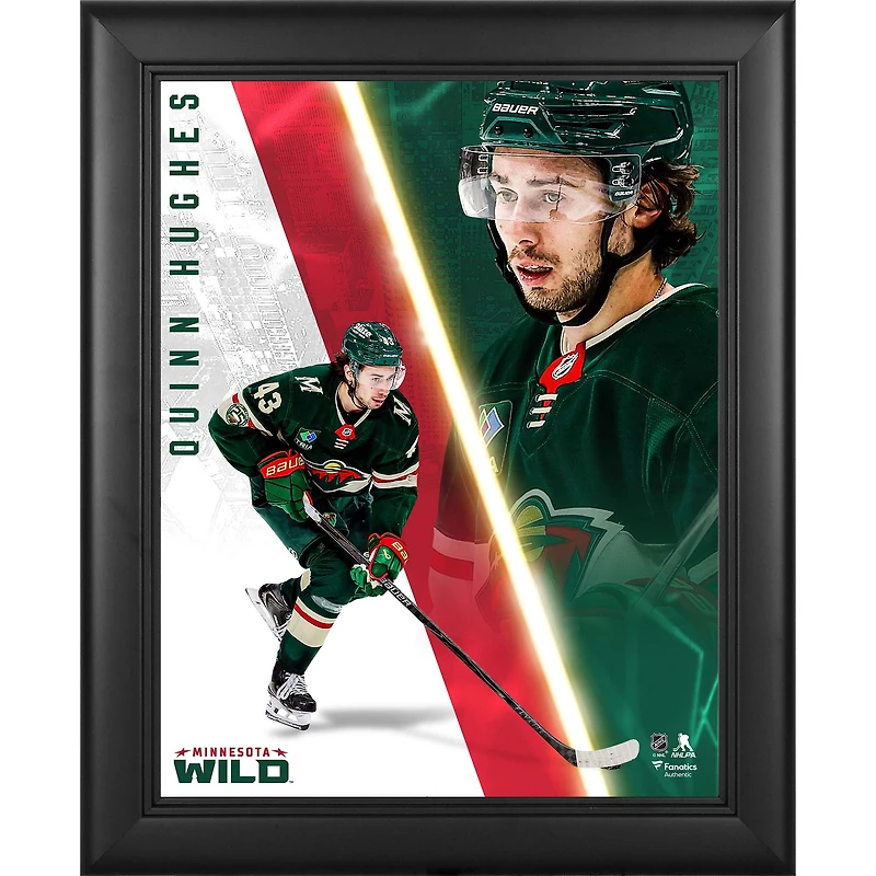 Quinn Hughes Minnesota Wild Framed 13" x 16" Radiance Collage