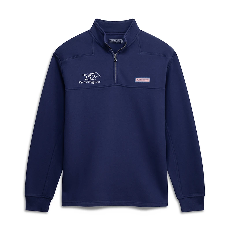 Men's Vineyard Vines Navy 152nd Kentucky Derby Surf Terry Quarter-Zip Shep Shirt
