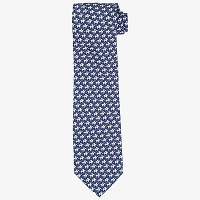 Men's Vineyard Vines  Blue Kentucky Derby Jockey Micro Printed Silk Tie