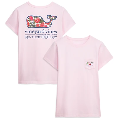 Women's Vineyard Vines  Pink Kentucky Derby Watercolor Rose Whale Fill Pocket T-Shirt