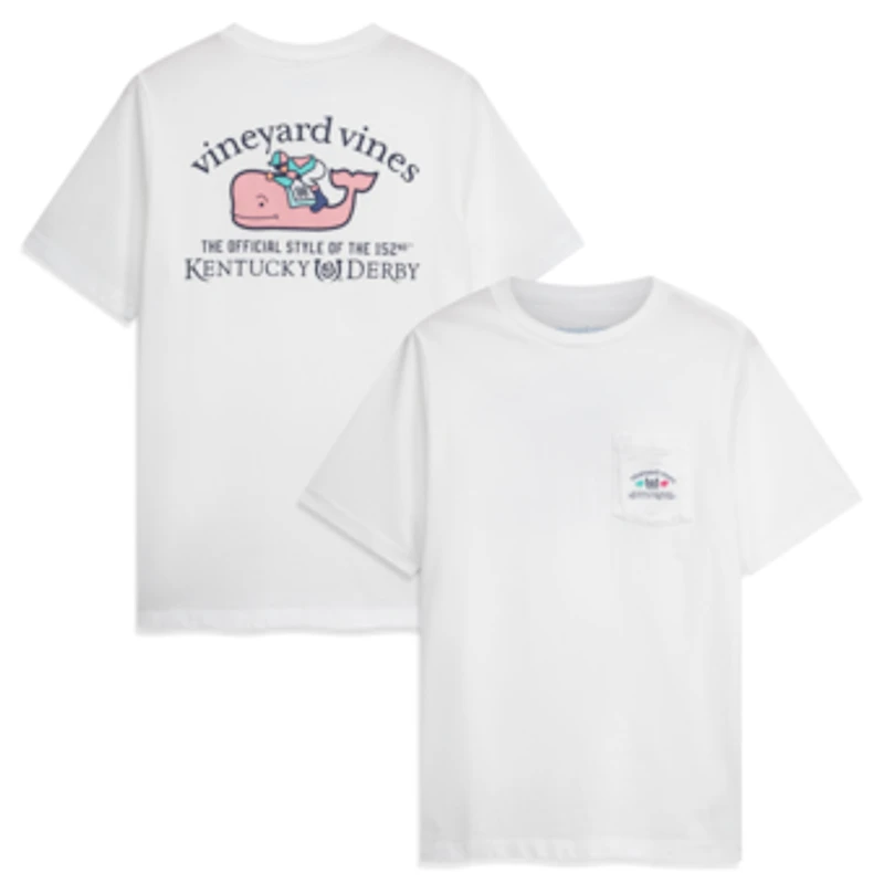 Youth Vineyard Vines  White 152nd Kentucky Derby Whale & Jockey Pocket T-Shirt
