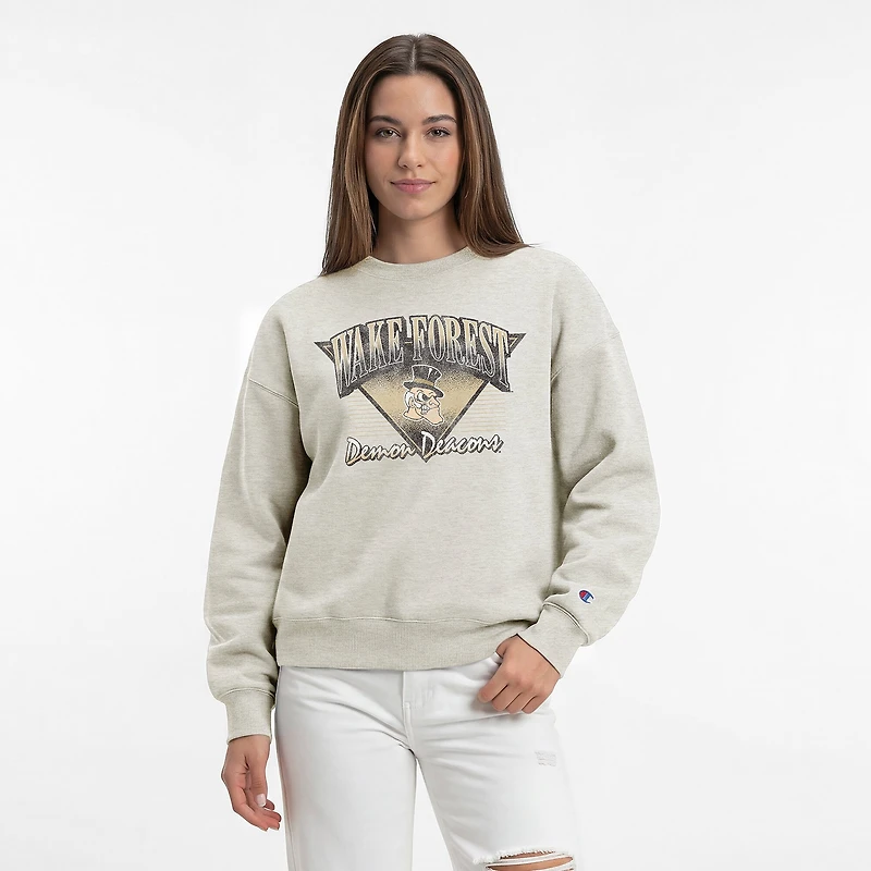 Women's Champion Oatmeal Wake Forest Demon Deacons All-Star Weave Sweatshirt