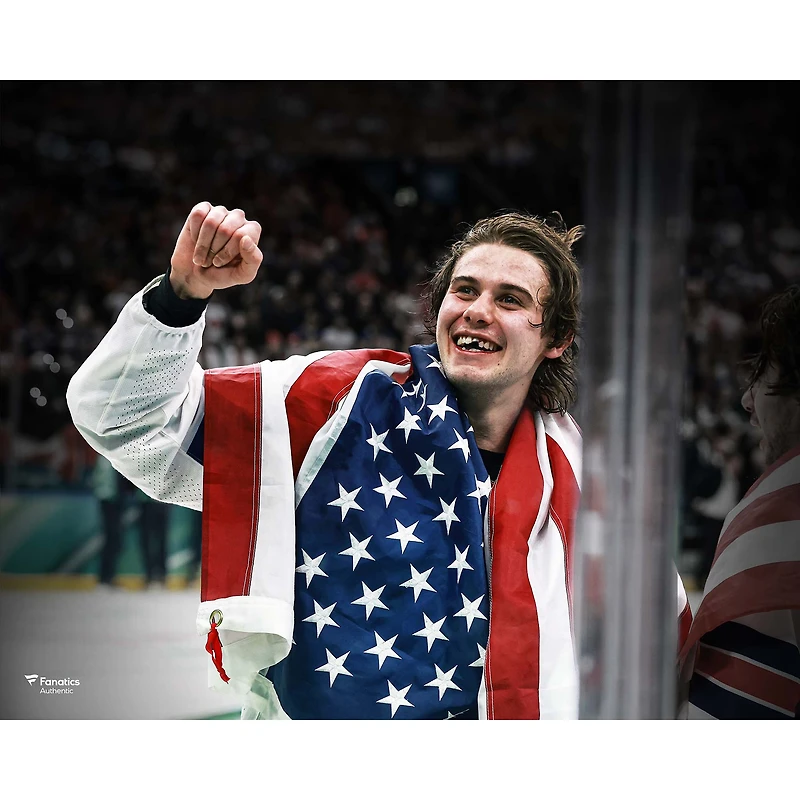 Jack Hughes Team USA Unsigned 16" x 20" 2026 Winter Olympics Gold Medal Winner Photograph