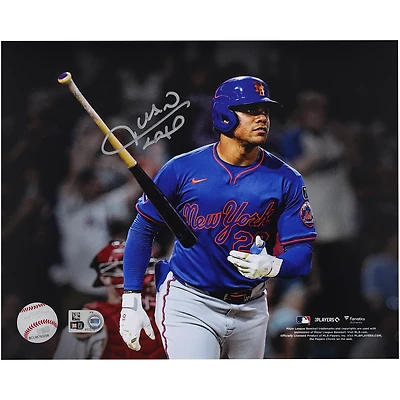 Juan Soto New York Mets Autographed 8" x 10" Home Run Bat Flip Spotlight Photograph
