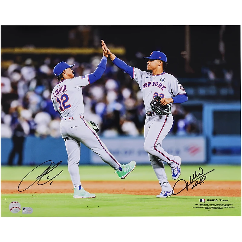 Francisco Lindor & Juan Soto New York Mets Autographed 16" x 20" Celebration Photograph