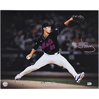 Jonah Tong New York Mets Autographed 16" x 20" Pitching in Debut Spotlight Photograph