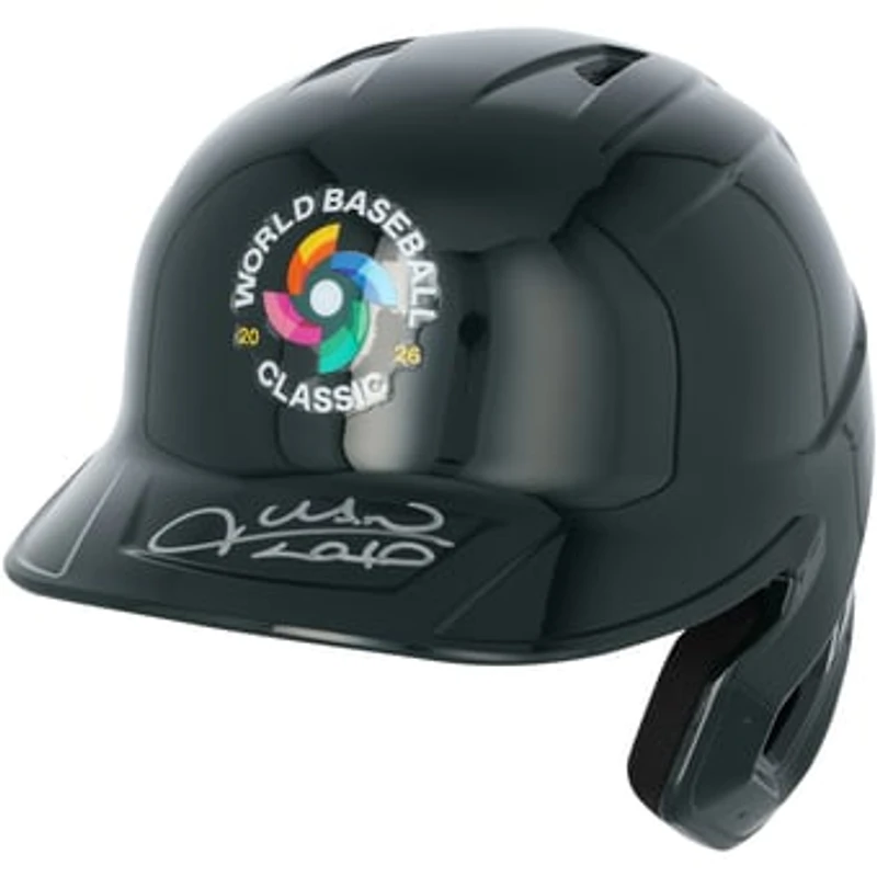 Juan Soto Dominican Republic Baseball Autographed 2026 World Baseball Classic Logo Batting Helmet