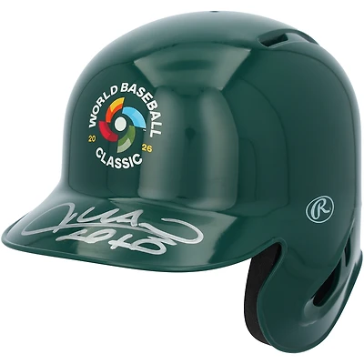 Juan Soto Dominican Republic Baseball Autographed 2026 World Baseball Classic Logo Mini Batting Helmet