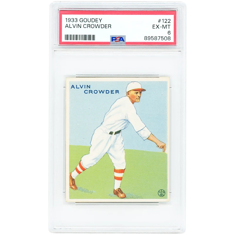 Alvin Crowder Washington Senators 1933 Goudey #122 PSA Authenticated 6 Rookie Card