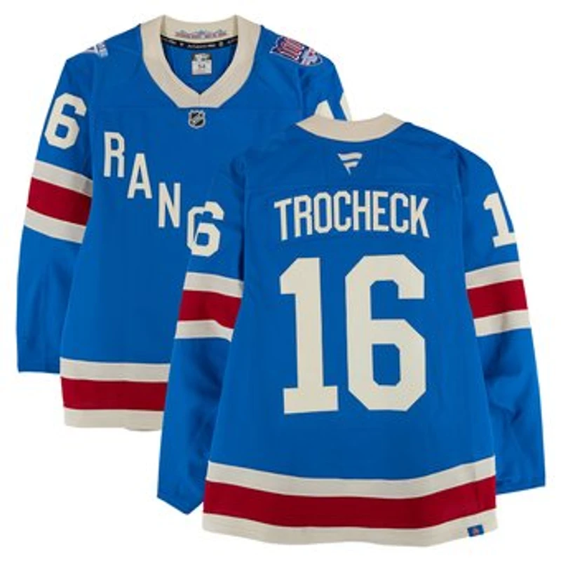 Vincent Trocheck New York Rangers Game-Used #16 Blue Centennial Jersey vs. Boston Bruins on January 26, 2026