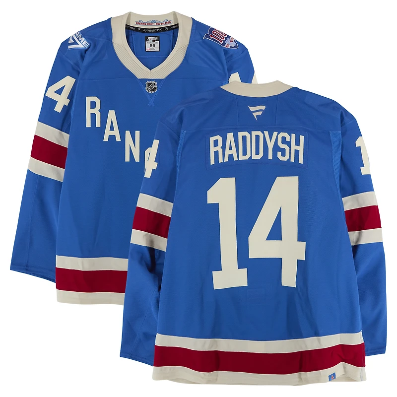 Taylor Raddysh New York Rangers Game-Used #14 Blue Centennial Jersey vs. Carolina Hurricanes on February 5, 2026