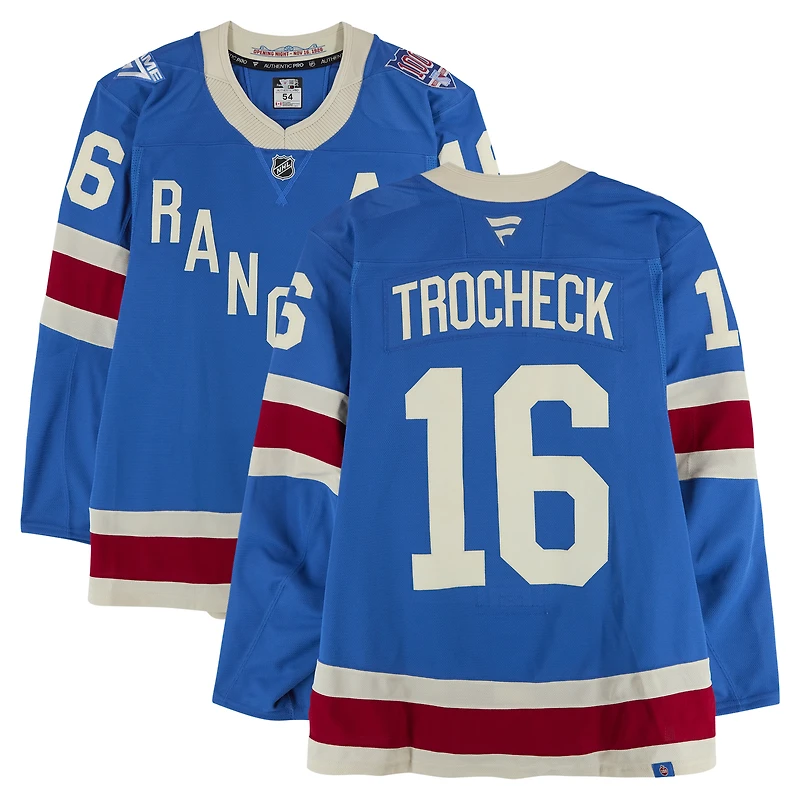 Vincent Trocheck New York Rangers Game-Used #16 Blue Centennial Jersey vs. Carolina Hurricanes on February 5, 2026