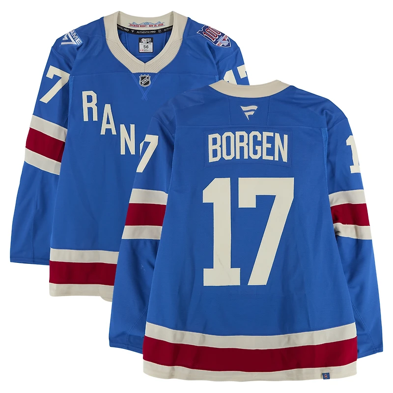 Will Borgen New York Rangers Game-Used #17 Blue Centennial Jersey vs. Carolina Hurricanes on February 5, 2026