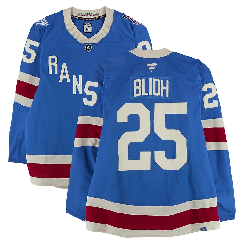 Anton Blidh New York Rangers Game-Used #25 Blue Centennial Jersey vs. Carolina Hurricanes on February 5, 2026