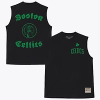 Men's Mitchell & Ness  Black Boston Celtics Hardwood Classics Muscle Cut Off T-Shirt
