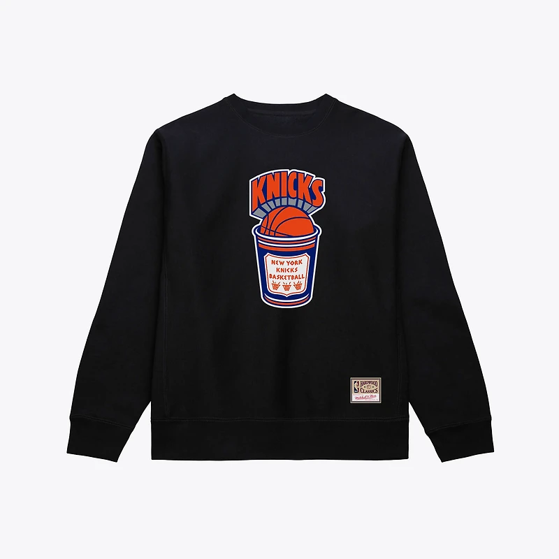 Men's Mitchell & Ness Black New York Knicks Hardwood Classics Coffee Sweatshirt