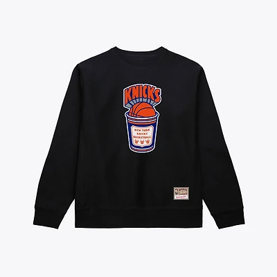 Men's Mitchell & Ness Black New York Knicks Hardwood Classics Coffee Sweatshirt