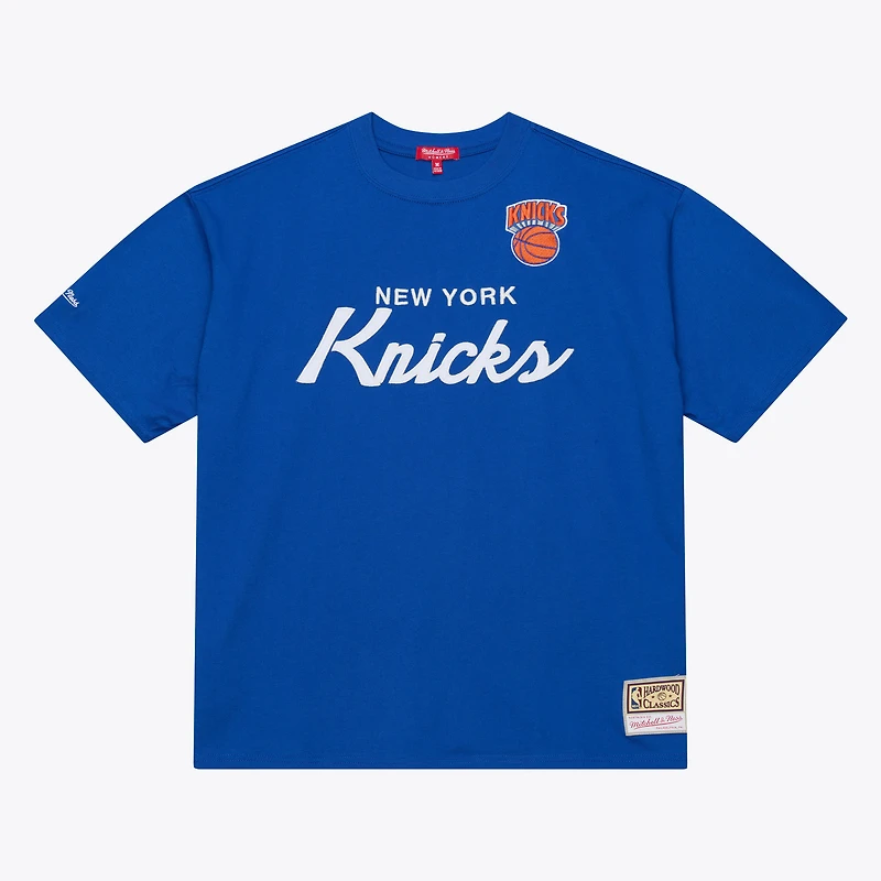 Women's Mitchell & Ness  Royal New York Knicks Hardwood Classics Head Coach T-Shirt
