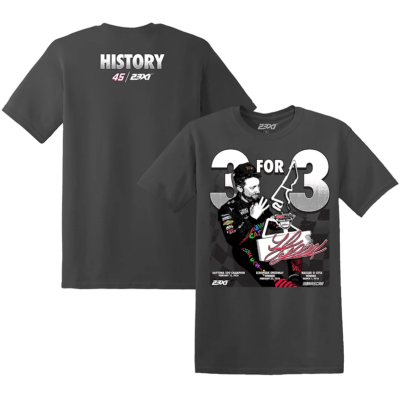Men's 23XI Racing  Black Tyler Reddick Three For Three T-Shirt