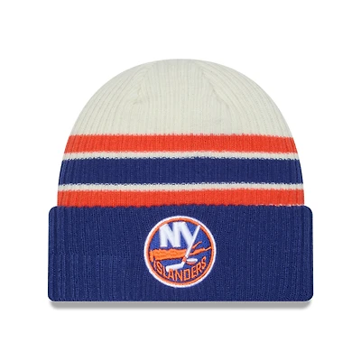 Men's New Era  Cream/Royal New York Islanders Vintage Cuffed Knit Hat